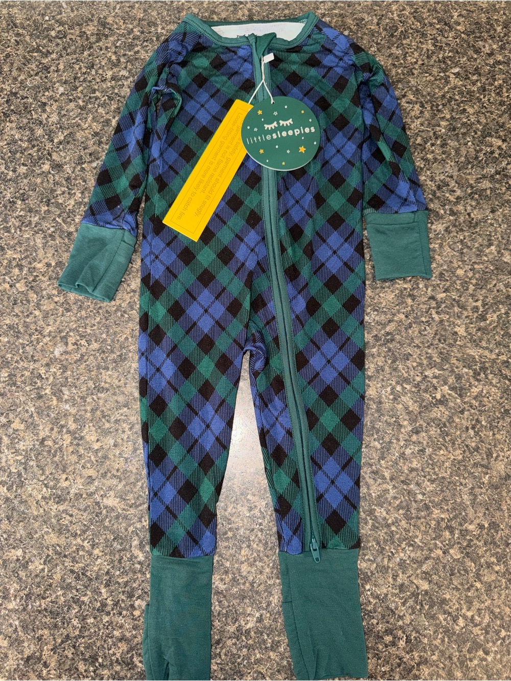 Little Sleepies Green and Blue Argyle One-Piece Footie Pajamas
